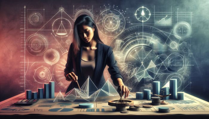A person aligning financial charts on a desk, symbolizing effective budgeting with prioritized needs and objectives.