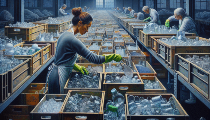 A person sorting, cleaning, and safely handling glass items for recycling in a UK home clearance.
