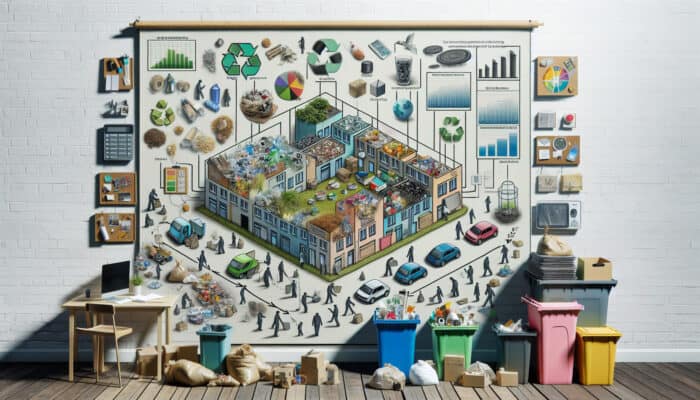 Techniques for Clearing Flats in the UK: Infographic showing Environmental Protection Act 1990 waste categories and disposal guidelines in a UK flat clearing scene.