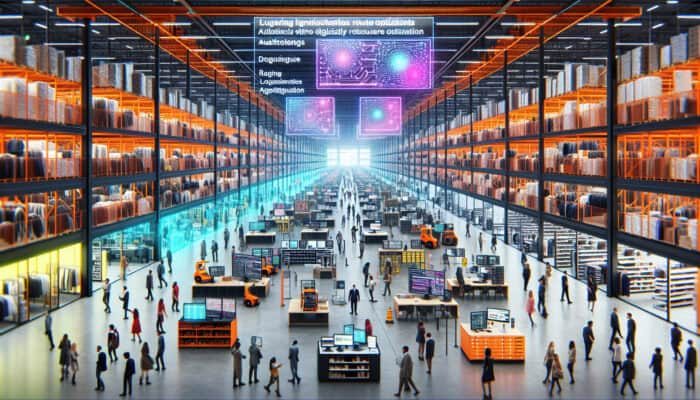 A UK fashion retailer's warehouse with AI route optimization and an electronics store using robotic warehousing systems.