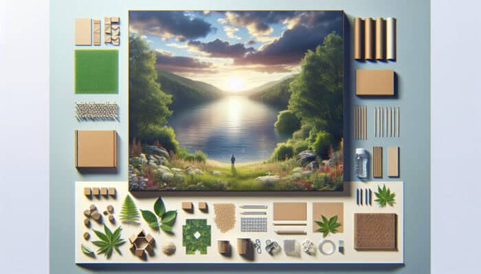 Sustainable Packing Hacks for Clearance: Biodegradable packaging materials blending into a serene landscape, symbolizing sustainable packing.