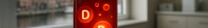 Glowing blood vial with vitamin D and B12 icons in Ipswich waterfront clinic for deficiency testing