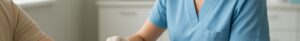 Nurse drawing blood from patient arm in bright Colchester clinic for cholesterol test